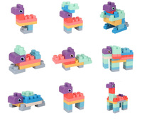 Yuglow 80 pièces, grand ensemble de blocs de construction en caoutchouc souple, blocs en plastique éducatifs pour les tout-petits, apprentissage précoce