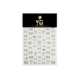 Autocollants pour ongles 3D en relief à pois, texture luxe noir et or, pour la décoration des ongles à domicile ou par des professionnels. - Product Image 6