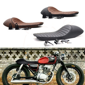สีดำรถจักรยานยนต์ Cafe Racer เบาะนั่ง Custom Vintage Hump Saddle Flat Pan Retro สำหรับ CB400 CL200 <span class=keywords><strong>XJ650</strong></span> - Product Image 6