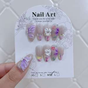 Ongles en gel 3D pré-dessinés à marque privée, faits à la main, faux ongles de luxe, haute qualité, 10 pièces, ongles en acrylique premium à presser - Product Image 4