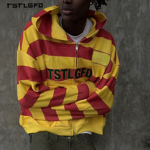 Sudadera con Capucha Personalizada de Alta Calidad con Logotipo Impreso, de Algodón Grueso, con Bordado, Diseño Gráfico a Rayas, para Hombre - Product Image 3