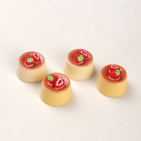 Accessoires en résine DIY style dessin animé, breloques 3D en forme de pudding à la fraise, pour pinces à cheveux DIY, breloques pour chaussures, porte-clés et pendentifs