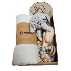 TK nouveau-né Crochet bébé hochet ensemble coton mignon Animal en bois hochet gland tresse bébé sucette Clip bébé anneau de dentition en bois - Product Image 1