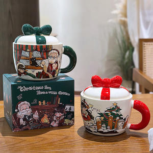 Zuo Mu Christmas Ceramic <b>Mug</b> With Lid And Handle Heat Resistant Hand Painted <b>Coffee</b> Cup For Gift Winter 2025 - Product Image 1