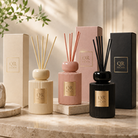 Bouteille diffuseur de parfum vide transparente noire à rayures rondes écologiques de 120 ml pour la maison, le bureau