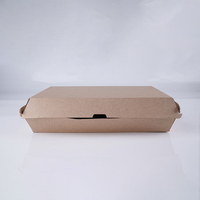 Lot de stock de boîtes à hamburger en papier kraft de qualité alimentaire jetables pour la restauration rapide, emballage en carton ondulé pour les plats à emporter