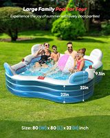 Piscine gonflable carrée pour enfants, personnalisable, vente en gros directe d'usine, avec sièges et dossier, pour extérieur, jardin, été, bleu clair