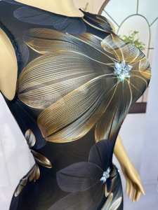 Novance Y4786 abbigliamento all'ingrosso maglia trasparente <span class=keywords><strong>nero</strong></span> di lusso eleganti abiti da sera abito <span class=keywords><strong>lungo</strong></span> stampa abiti da donna per la festa - Product Image 4