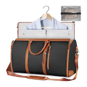 Custom Large PU Leather Duffle Bag 2 in 1 Hanging <b>Suitcase</b> Zipper Closure Fashionable Travel Carry-on Garment Bag Shoe Pouch - Product Image 6