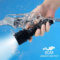 Lampe torche de plongée sous-marine professionnelle en aluminium, étanche IP68, rechargeable par USB, avec batterie 18650 et mode SOS