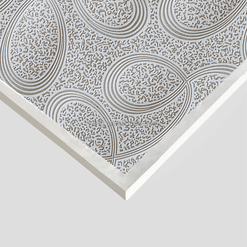 Premium Decorative Gypsum Ceiling Panels Gold White Circular Pattern ...
