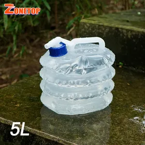 Nuovo serbatoio dell'acqua in plastica flessibile da campeggio portatile retrattile trasparente da 3 L 5 litri 8 litri 10 litri con rubinetto