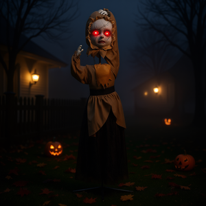 Muñeca de Halloween de Tamaño Real (1.58 m) Animatrónica para Decoración Exterior con Sonido y Movimiento Activado, Material Plástico - Product Image 2