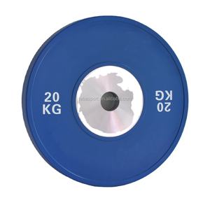Placa de agarre de hierro fundido con logotipo personalizado de 5, 10, 15, 20, 25 kg, disco de parachoques de goma colorido para gimnasio, fitness, barra, pesas olímpicas - Product Image 2