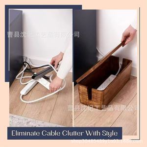 Caja de gestión de cables de madera con tapa, almacenamiento rectangular de escritorio para cables y cables de datos, portátil, multiusos, a prueba de polvo - Product Image 3