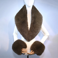Accessoires de décoration pour manteau d'hiver : Fausse fourrure de renard, écharpes longues de 108 cm, châles, ensembles col et poignets multicolores, poignets de 19 cm grande taille
