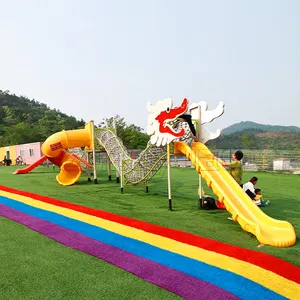 Kommerzielles kundenspezifisches Themenpark Outdoor Kinder spielen Plastikrutsche Kletternetz Spielplatz Ausrüstung
