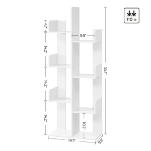 VASAGLE Tree-Shaped Modern Display Bookshelf 8 Compartments Storage Unit with Rounded <strong>Corners</strong> and Edges Tree Bookcase - Product Image 3
