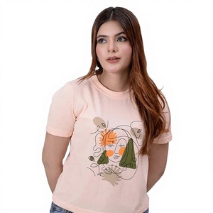 Camiseta de Moda para Mujer con Estampado Gráfico, Diseño Personalizado, Manga Corta, Algodón Jersey, Informal, Proveedor Mayorista OEM ODM - Product Image 3