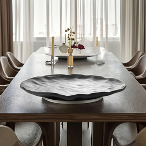 Assiettes à dîner givrées rondes et plates en <span class=keywords><strong>mélamine</strong></span>, accueil OEM, plats modernes de couleur mate, 12 pièces - Product Image 5