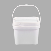 Seau carré en PP Lingo, gamme complète de 2L à 20L, recyclable, couleur personnalisée, avec couvercle et poignée, pour l'emballage d'aliments pour animaux et de détergents