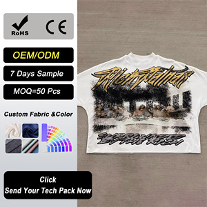 Camiseta de punto transpirable para hombre, estilo oversized y corto, con estampado digital, manga corta, estilo streetwear - Product Image 1