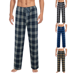 Nuovi pantaloni da <span class=keywords><strong>uomo</strong></span> in puro <span class=keywords><strong>cotone</strong></span> a quadri pantaloni da Yoga a gamba dritta per la personalizzazione dei pantaloni Casual da casa - Product Image 1