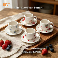 Ensemble de 6 tasses à café en céramique avec soucoupe, motif de fruits adorables, tasse à thé en porcelaine pour le thé de l'après-midi