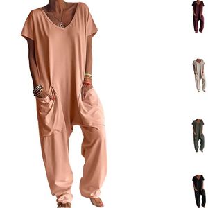 Sweethoney Mono de color liso con cuello en V, bolsillos grandes y entrepierna baja, de modal suave y liso - Product Image 1