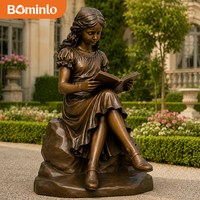 Sculpture réaliste d'une fille lisant un livre, statue décorative pour jardin, villa, hôtel, bibliothèque et décoration paysagère