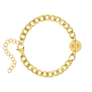Bijoux personnalisés sans ternissement, grosse déclaration de femme, chaîne cubaine en acier inoxydable, disque gravé, lien de <span class=keywords><strong>gourmette</strong></span> <span class=keywords><strong>initiale</strong></span>, Bracelet - Product Image 2