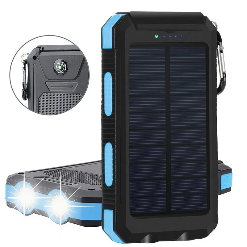 Factory Wholesale Portable Solar Power Bank With Strong Led Flashlight 20000Mah For Supply Phone Power