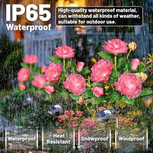 Lámpara Solar LED con Forma de Rosa para Decoración de Jardín, Impermeable, para Exteriores, Paisaje, Césped, Patio - Product Image 3