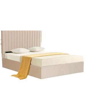 <span class=keywords><strong>Lit</strong></span> Queen Size en bois MDF moderne <span class=keywords><strong>de</strong></span> luxe <span class=keywords><strong>l</strong></span>éger, avec rangement pneumatique en velours, fabriqué en usine pour <span class=keywords><strong>le</strong></span> commerce extérieur 2026 - Product Image 5