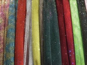 Violet Lilac Rhinestone Mesh <strong>Stretchable</strong> Crystal Rhinestone Diamond <strong>Lace</strong> <strong>Fabric</strong> - Product Image 3