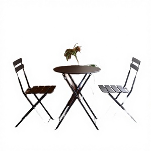Ensemble de bistrot pliable en fer forgé, design minimaliste, 2 chaises, 1 table, mobilier d'extérieur résistant aux intempéries - Utilisation pour hôtels et appartements - Product Image 3