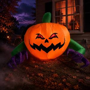 Calabaza inflable <span class=keywords><strong>de</strong></span> Halloween con ojos rojos <span class=keywords><strong>de</strong></span> 135 cm <span class=keywords><strong>para</strong></span> escalar ventanas, con luces LED aterradoras y ventosas, decoración interior - Product Image 3