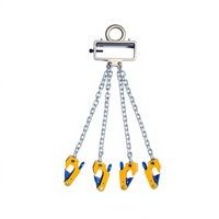 Pince de levage industrielle à 4 pattes en acier allié pour fûts d'huile, avec élingue à chaîne G80 et pinces à bec d'aigle, marque FuHua, diamètre max. 562 mm, pour fûts de 55 gallons