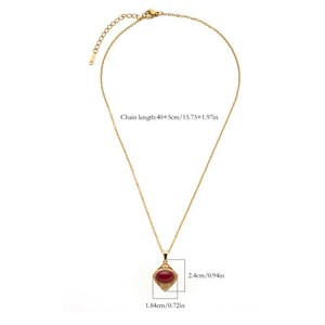 Collar Vintage Francés con Diseño <span class=keywords><strong>de</strong></span> Rayos <span class=keywords><strong>de</strong></span> Sol <span class=keywords><strong>para</strong></span> Mujer, Chapado en Oro <span class=keywords><strong>de</strong></span> 18K, Acero Inoxidable, Lapislázuli, Piedra Roja, Joyería, Regalo, Venta al por Mayor - Product Image 6