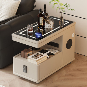 Movable Side Cabinet Modern Simple <b>Small</b> Apartment Stone Italian Minimalist Light Luxury Living Room <b>Coffee</b> <b>Table</b> New Model A52 - Product Image 1