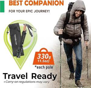 <span class=keywords><strong>Bastones</strong></span> de <span class=keywords><strong>Trekking</strong></span> con Empuñadura de Corcho, Ligeros, Ajustables, Plegables, con Bolsa de Almacenamiento y Accesorios, 135 cm - Product Image 4