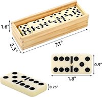 Lot de 28 jeux de société en bois double six dominos avec étui en bois durable pour joueurs de domino