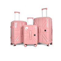 Ensemble de bagages rigides géométriques 20/24/28 pouces 3 pièces avec logo personnalisé, valise de voyage en PP avec roulettes pivotantes à 360°