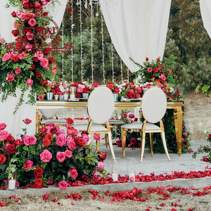 Salón de banquetes de lujo, mesa de Bodas de acero inoxidable dorado para eventos - Product Image 3