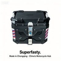 Boîte à bagages arrière de moto de haute qualité 45L, noire, verrouillable, résistante aux chocs, étanche, anti-poussière, en PP, montage complet pour le stockage en stationnement