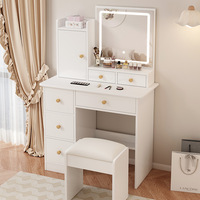 Table de maquillage intégrée avec miroir et rangement, en verre, pour le commerce extérieur, style moderne, pour la maison et le bureau
