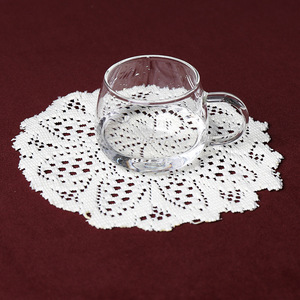 White Lace <b>Round</b> Table Mat Geometric Pattern Polyester Home Decor Place Mat - Product Image 2