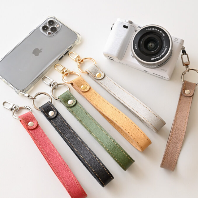 New Arrivals Lychee Leather Camera Strap Hand Wrist Mobile Phone Straps Cell Phone Lanyard for Men Women