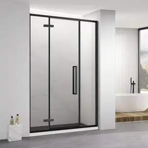 schwarzes badezimmer glas duschtüren aluminium pivot duschtür gehärtetes glas schwingende duschtür