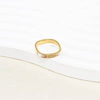 Bague en Acier Inoxydable Plaqué Or 14K PVD, Coquille de Zircon, Bijou Tendance pour Femme, Hypoallergénique et Étanche, Vente en Gros à Chaud